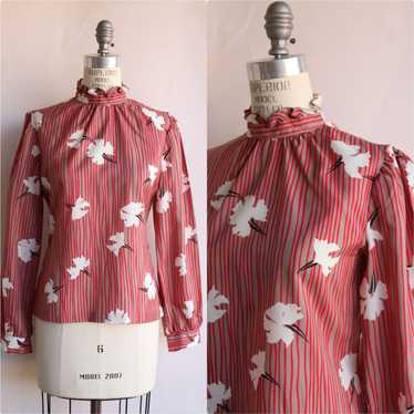 Vintage Vintage 1980s Blouse, Russ Petities Red a… - image 1