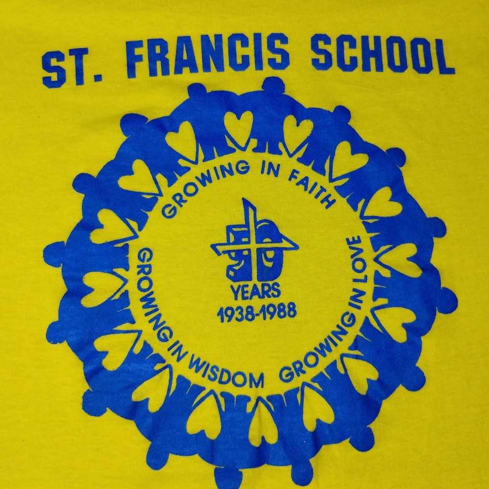 VTG 80s St. Francis School Austin Medium T-shirt … - image 3
