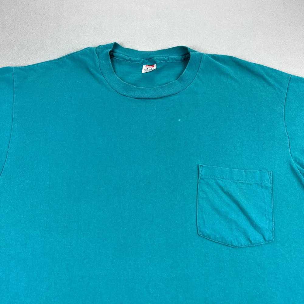 Vintage Turquoise Blue Pocket T-Shirt Adult Large… - image 2