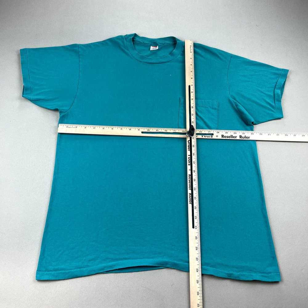 Vintage Turquoise Blue Pocket T-Shirt Adult Large… - image 7