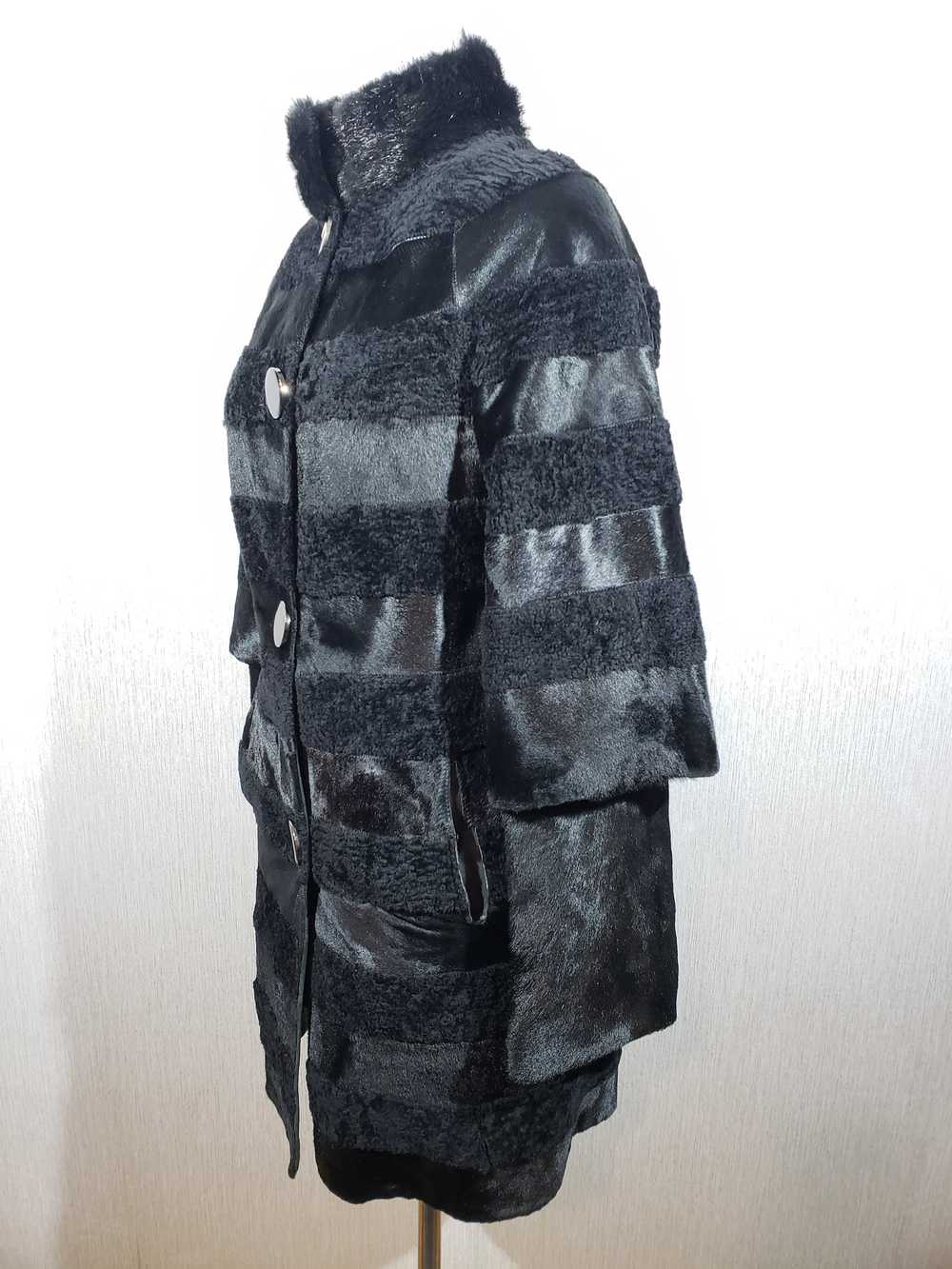 Designer × Rare Combined fur coat made of black s… - image 2