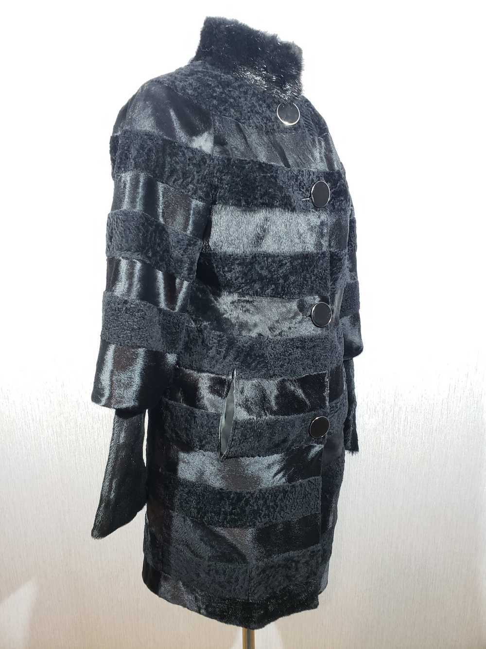 Designer × Rare Combined fur coat made of black s… - image 3