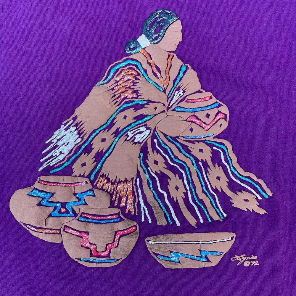 Vintage 90s Native American Purple Long Sleeve T-… - image 3