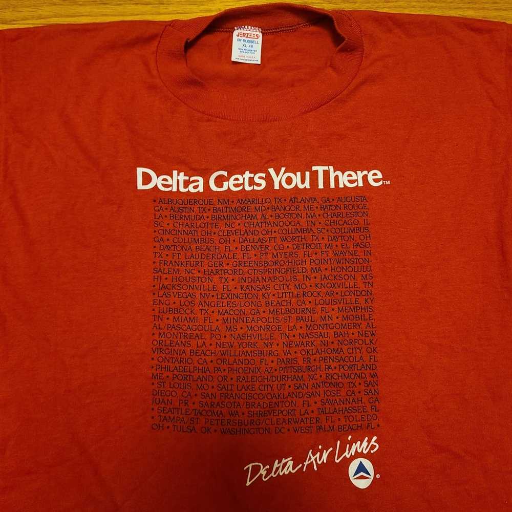 VTG 80s Delta Airlines "Delta Gets You There" Shi… - image 2
