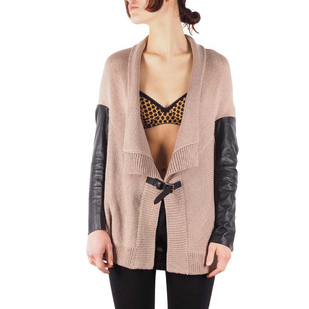 Maje Maje Alane Knit Beige Cardigan Buckle Black … - image 1