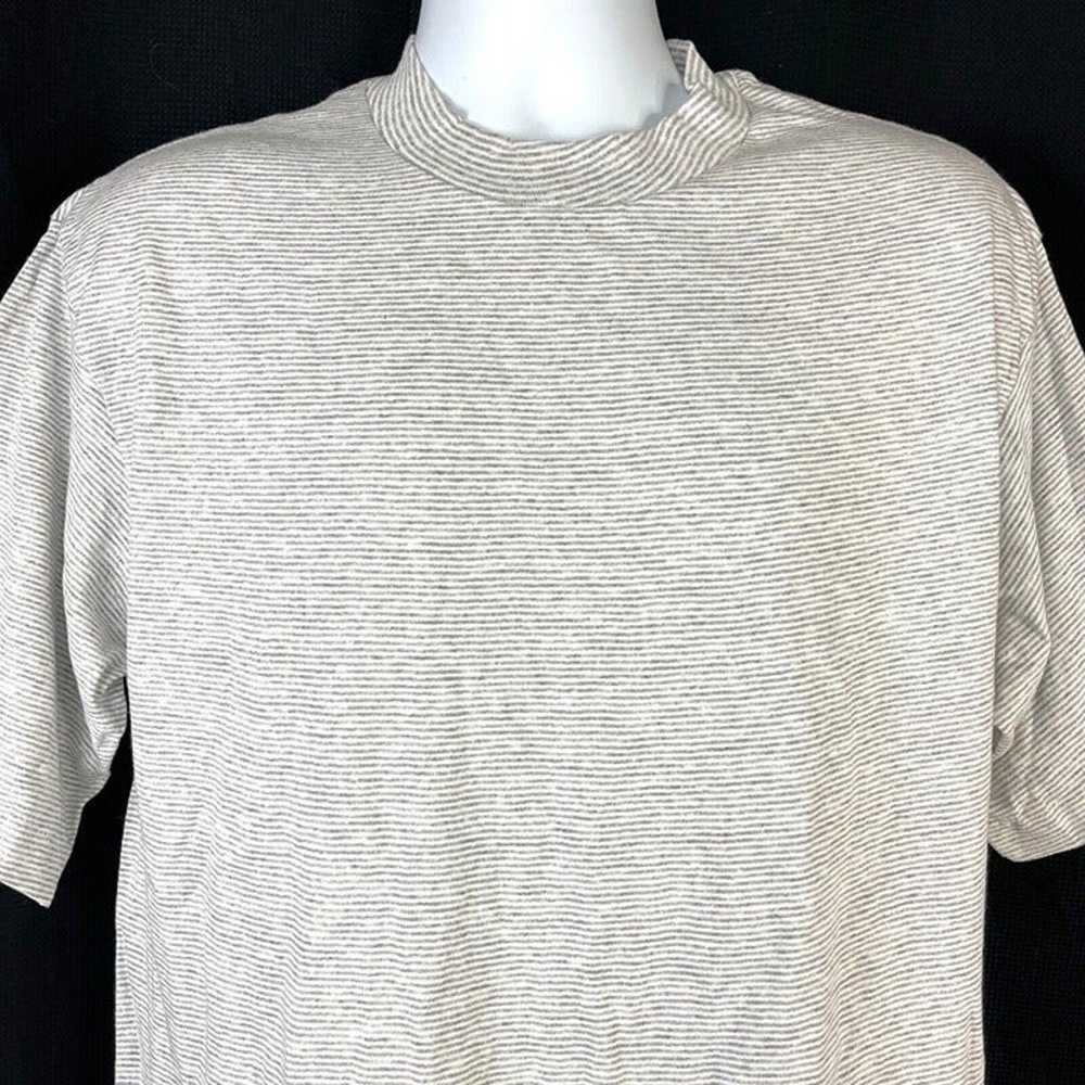 Vintage 90s Tee Jays Gray Striped L T-Shirt Large… - image 2
