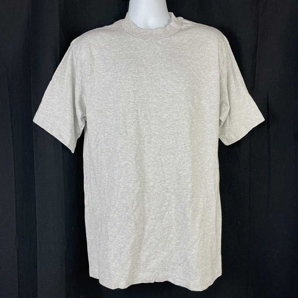 Vintage 90s Tee Jays Gray Striped L T-Shirt Large… - image 3
