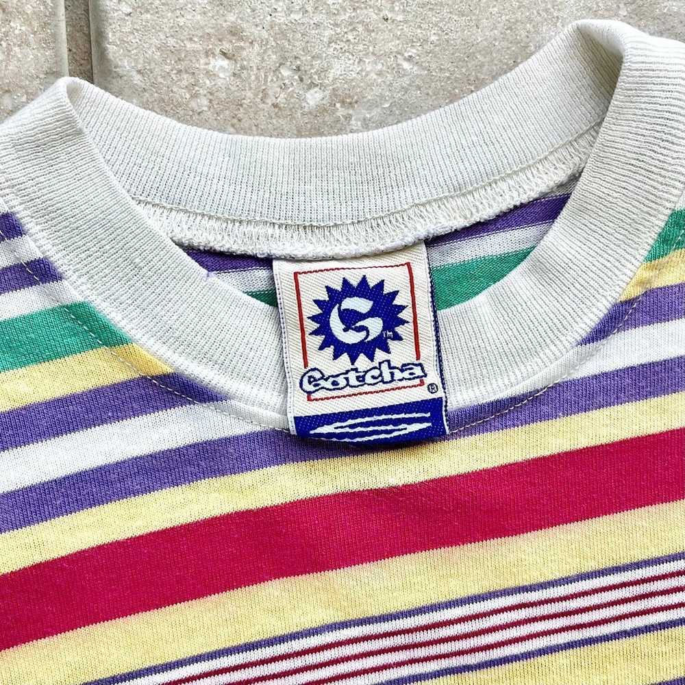 Vintage GOTCHA 90s Striped Cotton Short Sleeve Sh… - image 3
