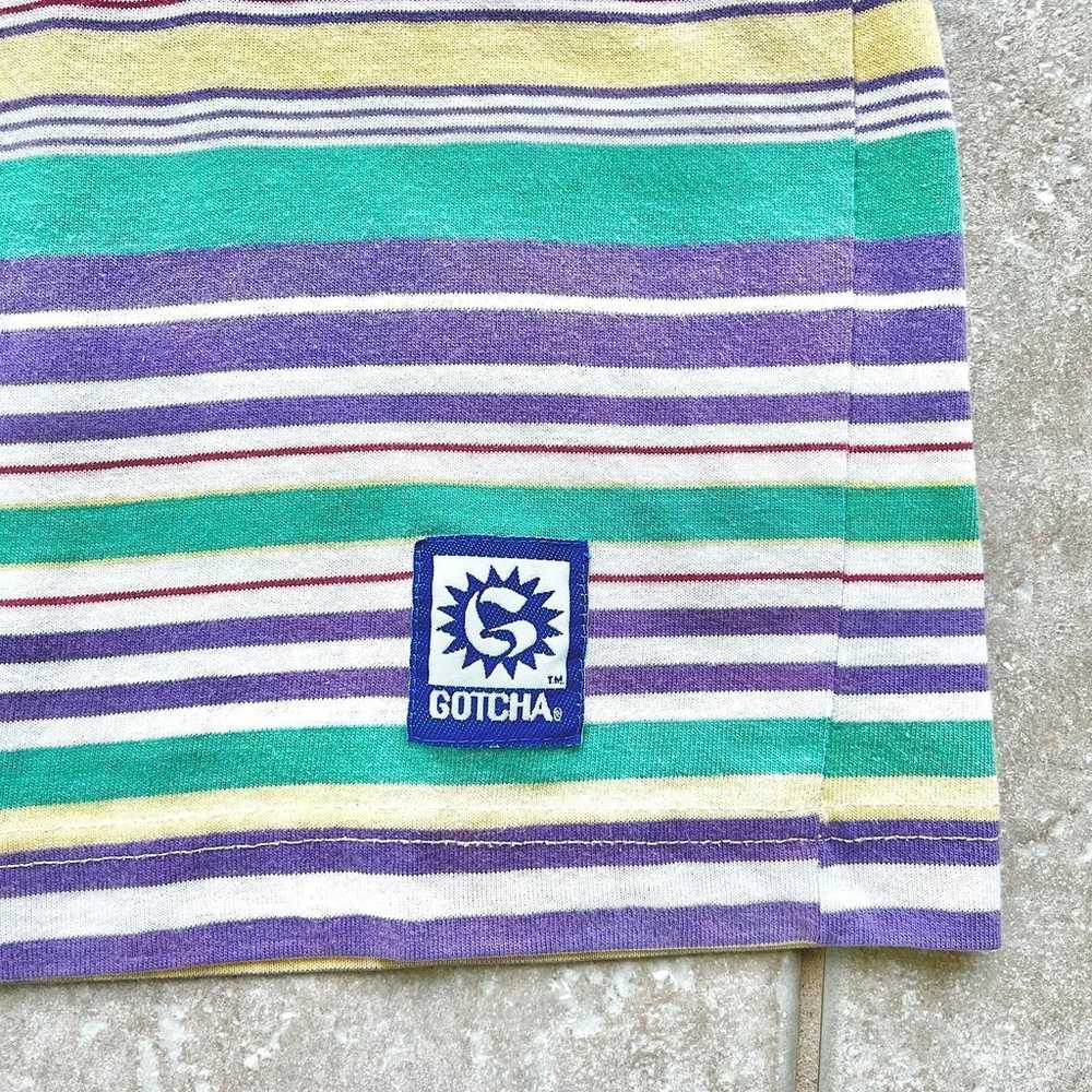 Vintage GOTCHA 90s Striped Cotton Short Sleeve Sh… - image 6