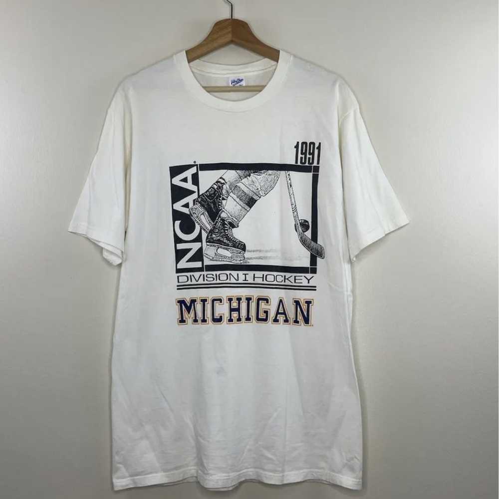 Michigan Wolverines Vintage 1991 Hockey Shirt - image 1