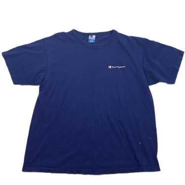 Vintage 90s Blue Champion Script Logo T Shirt Men… - image 1