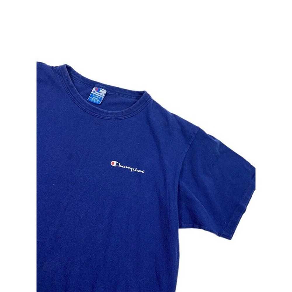 Vintage 90s Blue Champion Script Logo T Shirt Men… - image 2