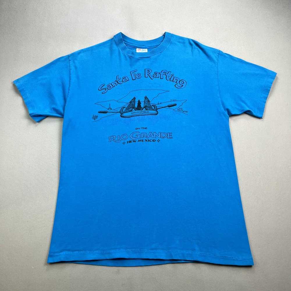 Vintage Wolf Nature T-Shirt Mens Large Blue Sante… - image 1