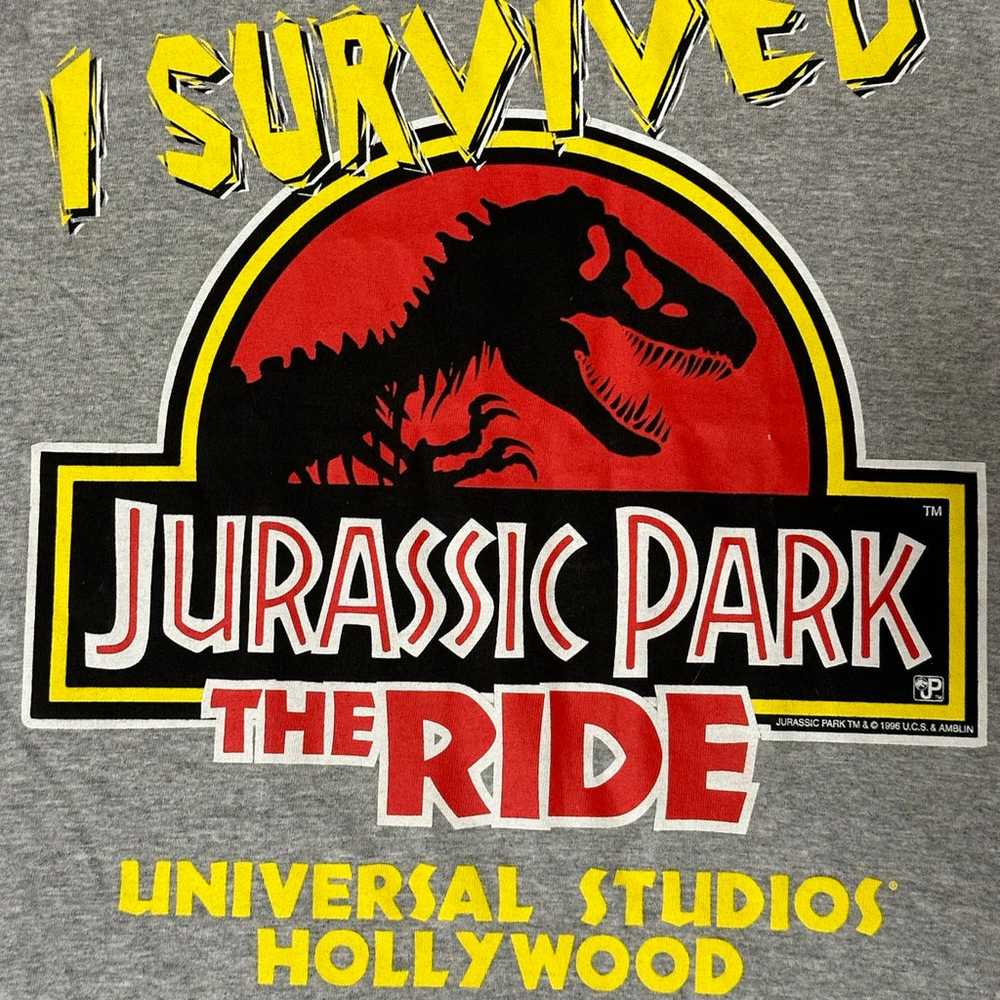 Vintage 1996 Jurassic Park I Survived The Ride Un… - image 2