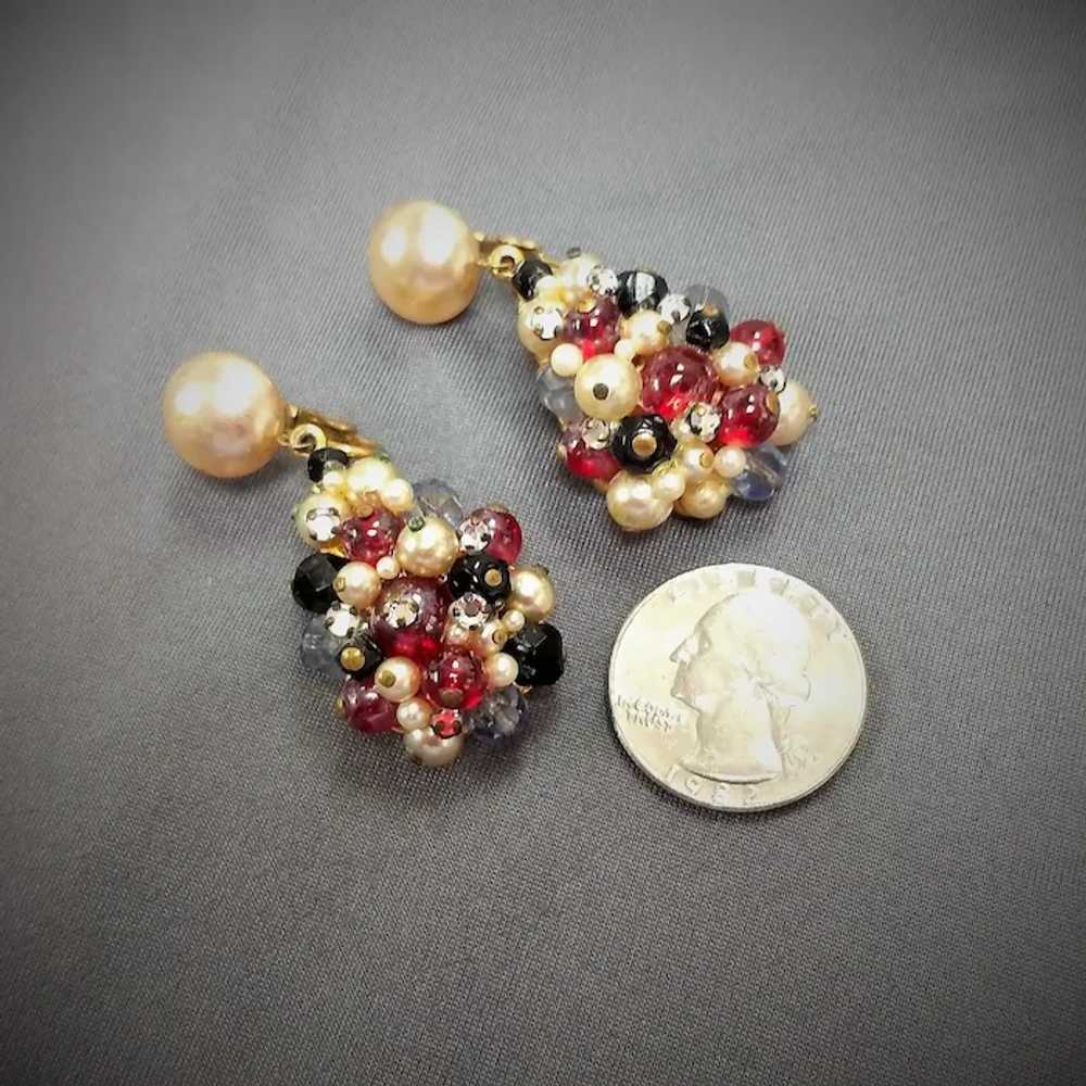 Vintage Faux Pearls Glass Beads Rhinestones Clust… - image 4