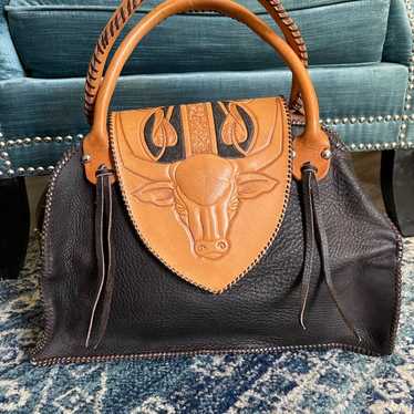 Hand tooled leather bag - image 1