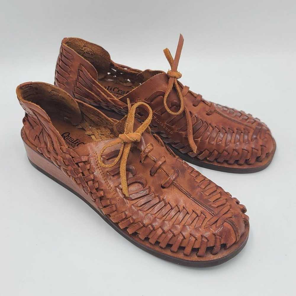 VTG QualiCraft huarache Leather Sandals Shoes - image 2