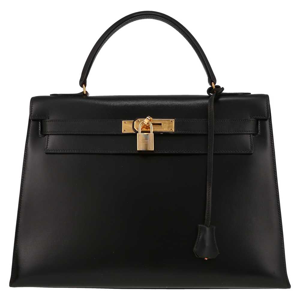 Hermès Kelly 32 cm handbag in black box leather C… - image 3
