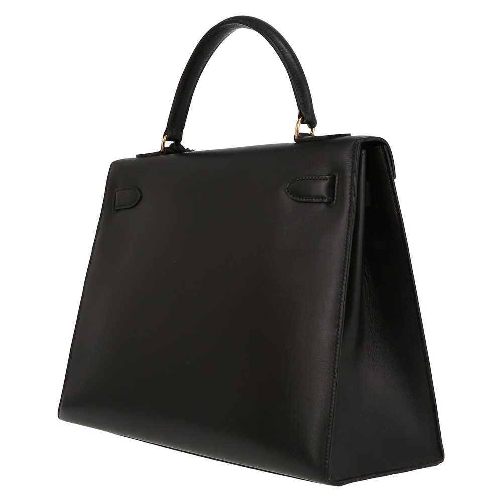Hermès Kelly 32 cm handbag in black box leather C… - image 6
