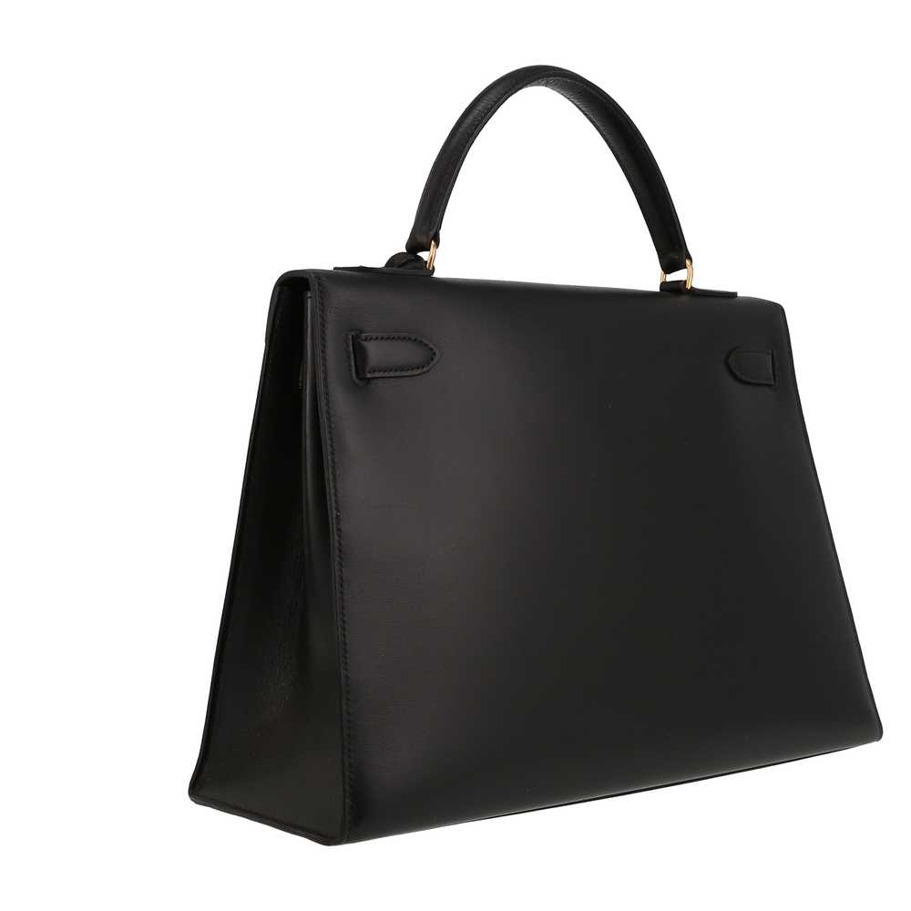 Hermès Kelly 32 cm handbag in black box leather C… - image 7