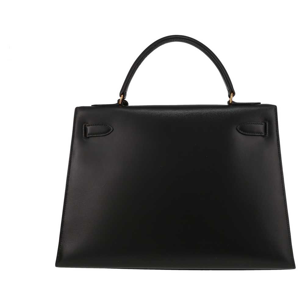 Hermès Kelly 32 cm handbag in black box leather C… - image 8