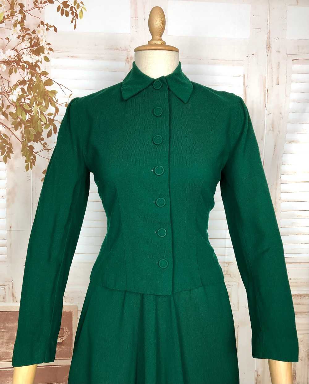 Stunning Original Late 1940s Vintage Forest Green… - image 11