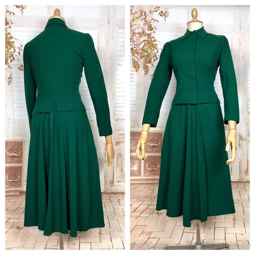 Stunning Original Late 1940s Vintage Forest Green… - image 1