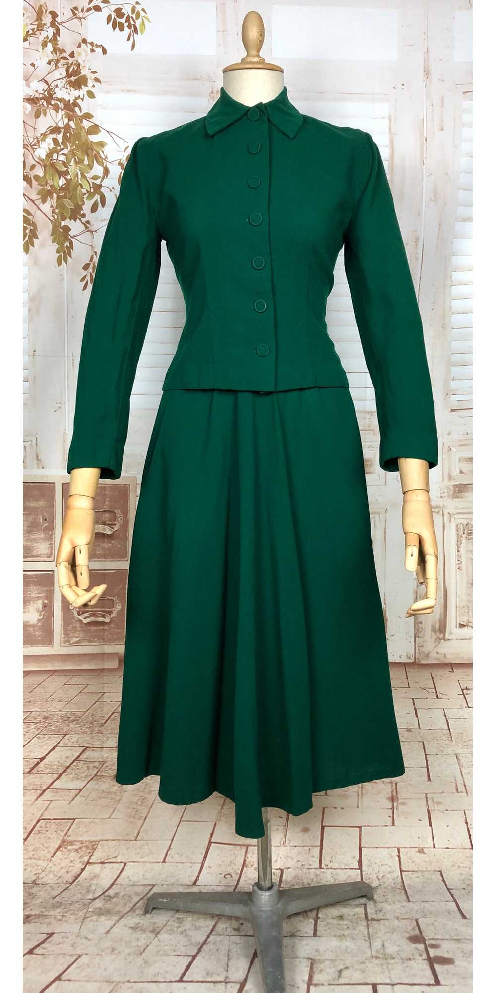 Stunning Original Late 1940s Vintage Forest Green… - image 4