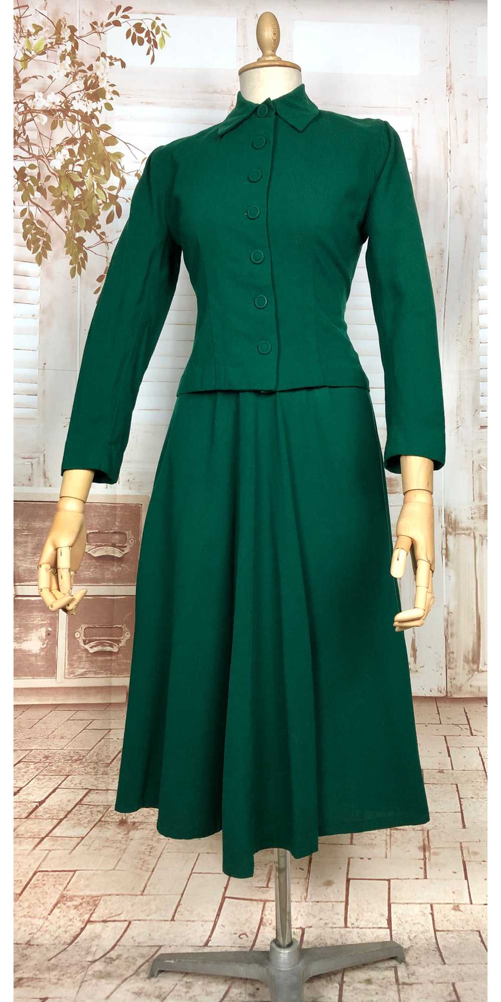 Stunning Original Late 1940s Vintage Forest Green… - image 5