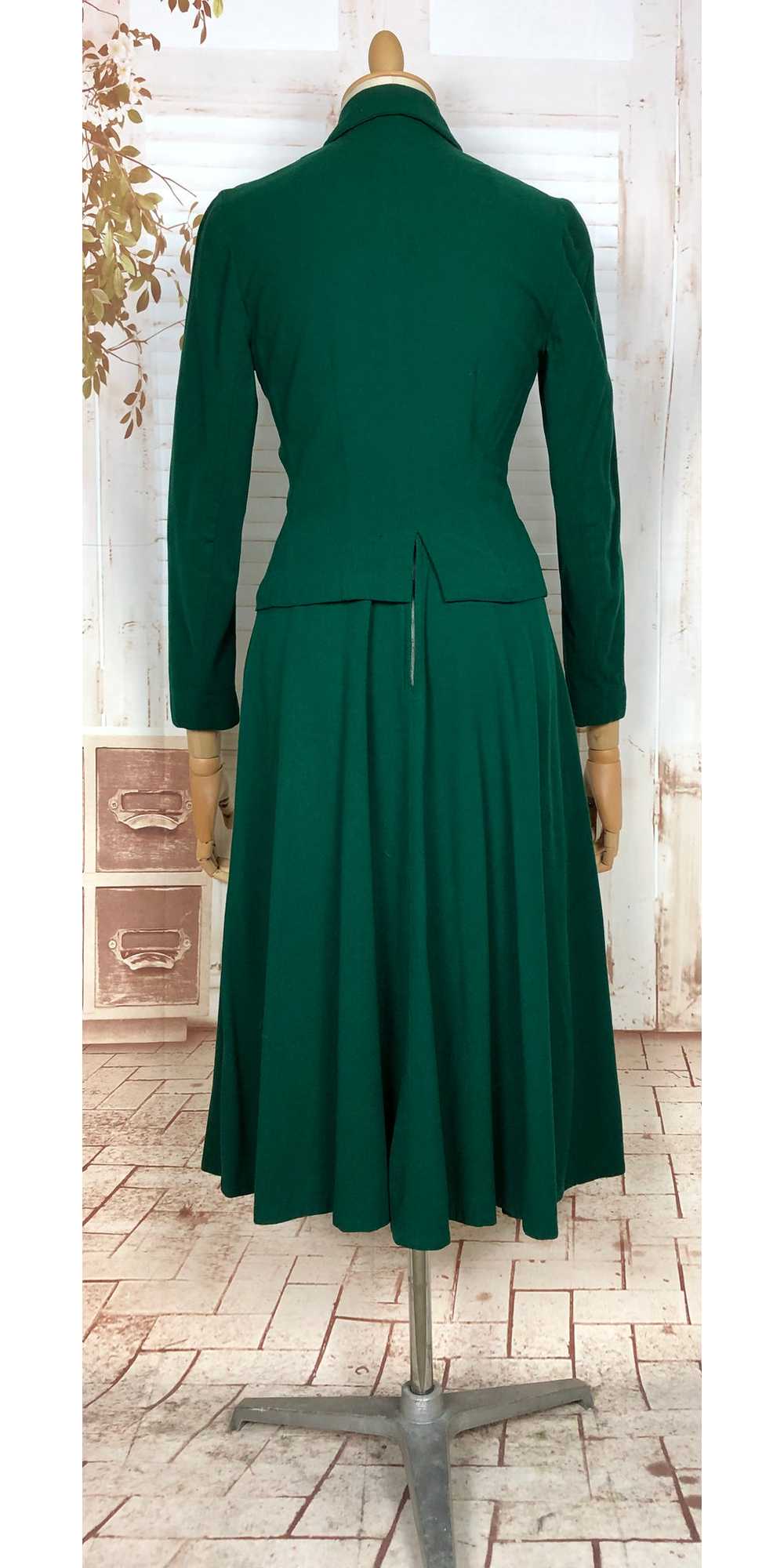 Stunning Original Late 1940s Vintage Forest Green… - image 8