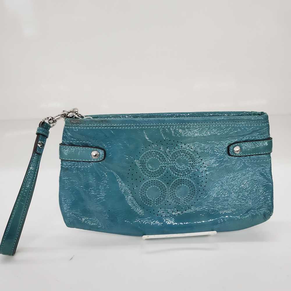 Coach 45484 Leather Teal Clutch Wristlet - image 1