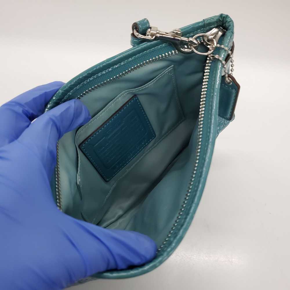 Coach 45484 Leather Teal Clutch Wristlet - image 2