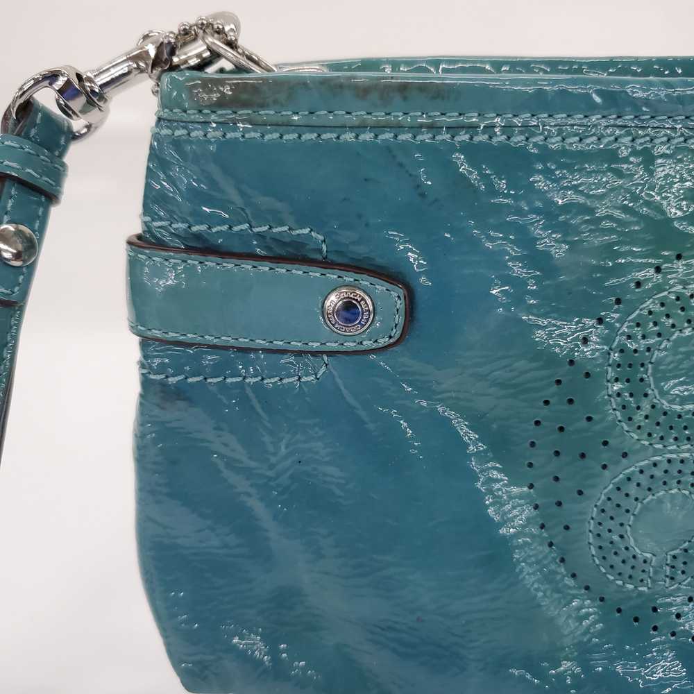 Coach 45484 Leather Teal Clutch Wristlet - image 3