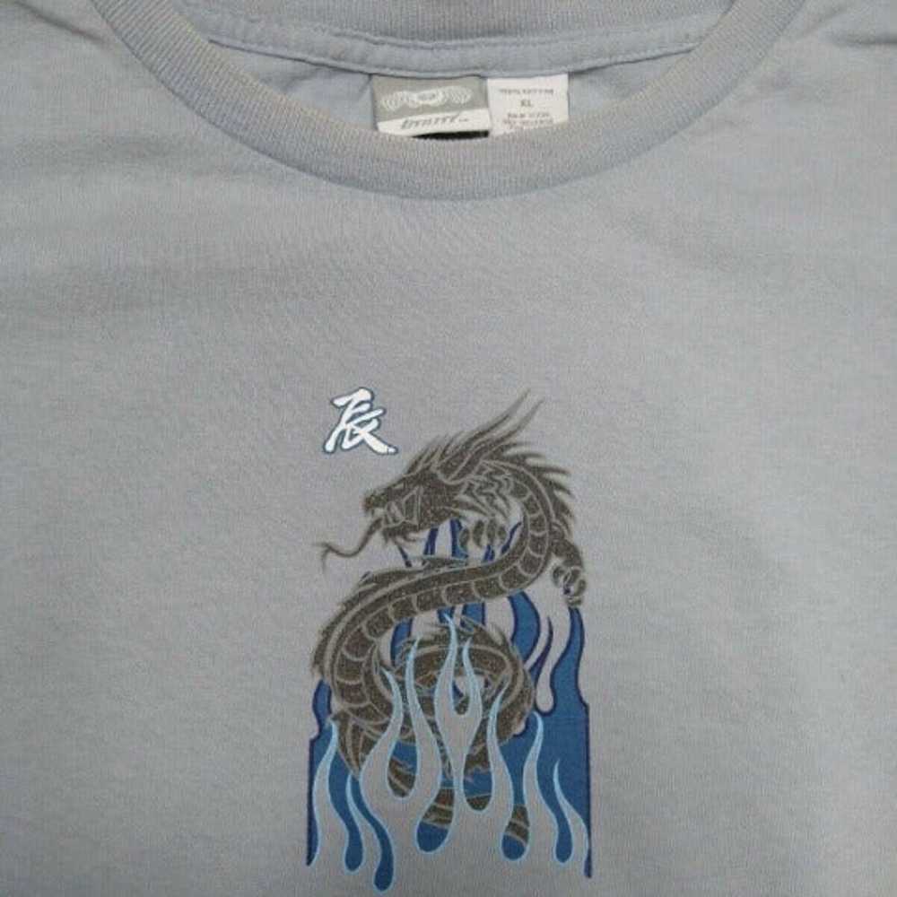 Vintage 90s Utility Dragon Flames Blue T-shirt Si… - image 2