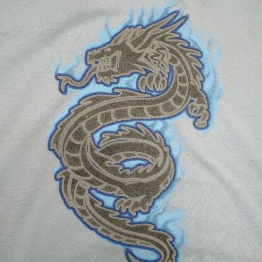 Vintage 90s Utility Dragon Flames Blue T-shirt Si… - image 6