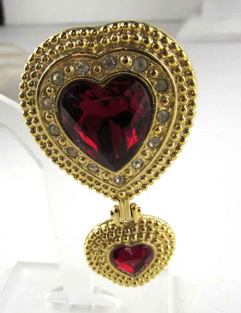Victoria's Secret Gold Tone Pin With Rich Red Fau… - image 2