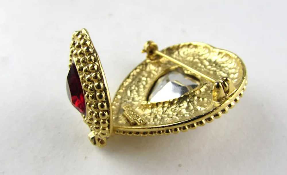 Victoria's Secret Gold Tone Pin With Rich Red Fau… - image 9
