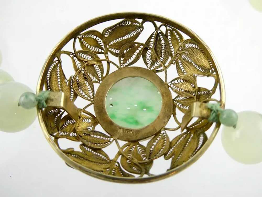 Vintage Chinese Export Gilded Sterling Silver Jad… - image 10