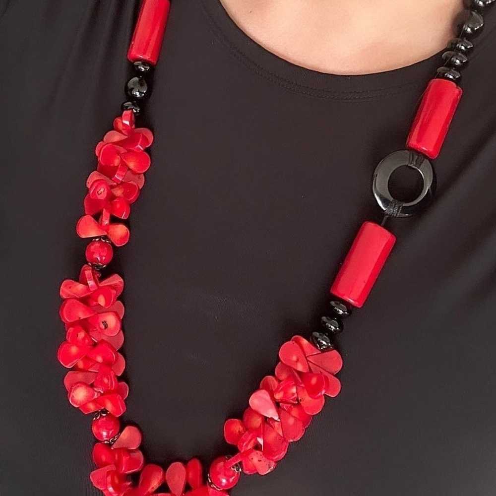 Mediterranean luxury coral onyx necklace - image 4