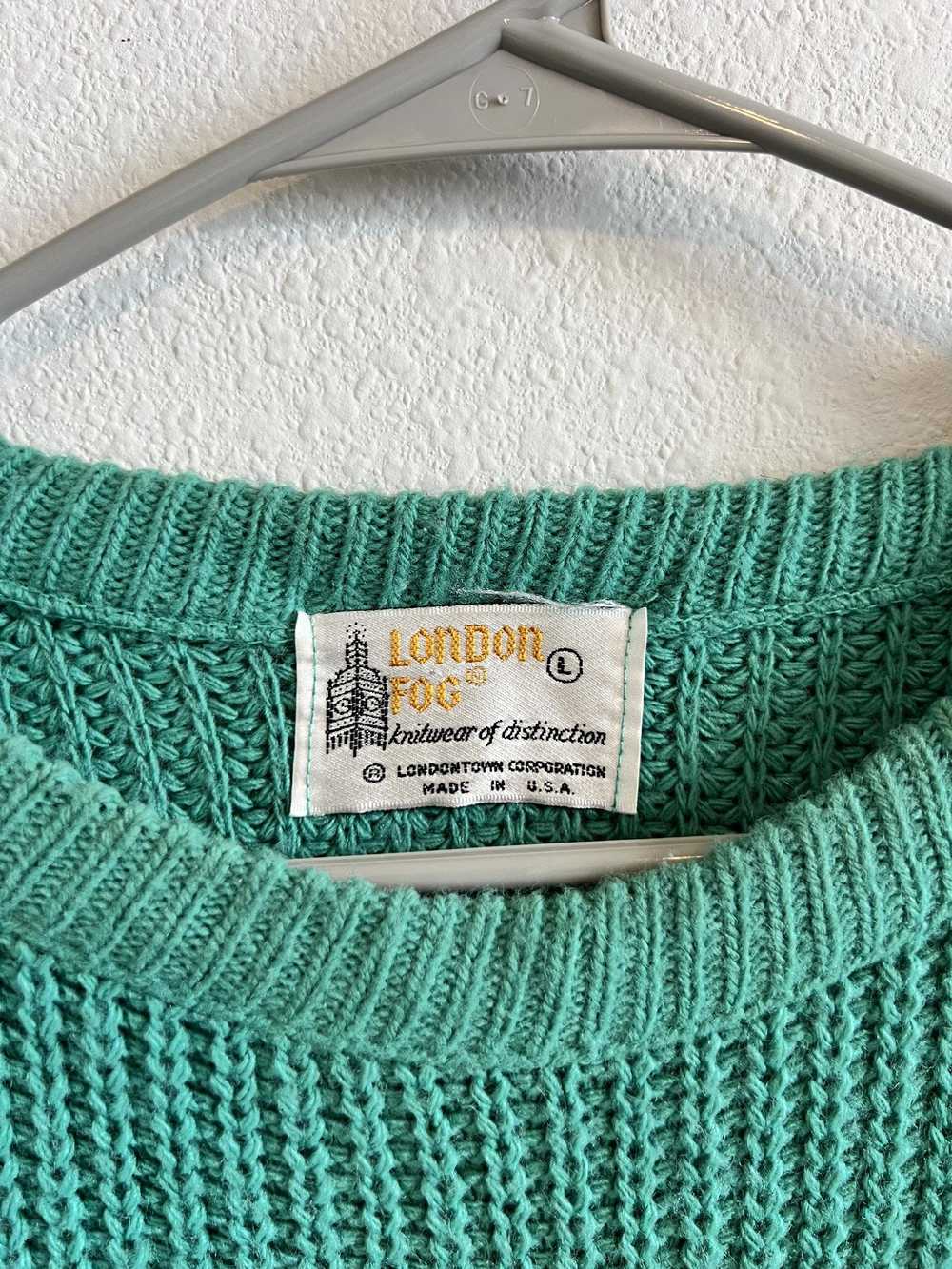 London Fog Vintage London Fog Teal Cable Knit Ove… - image 2