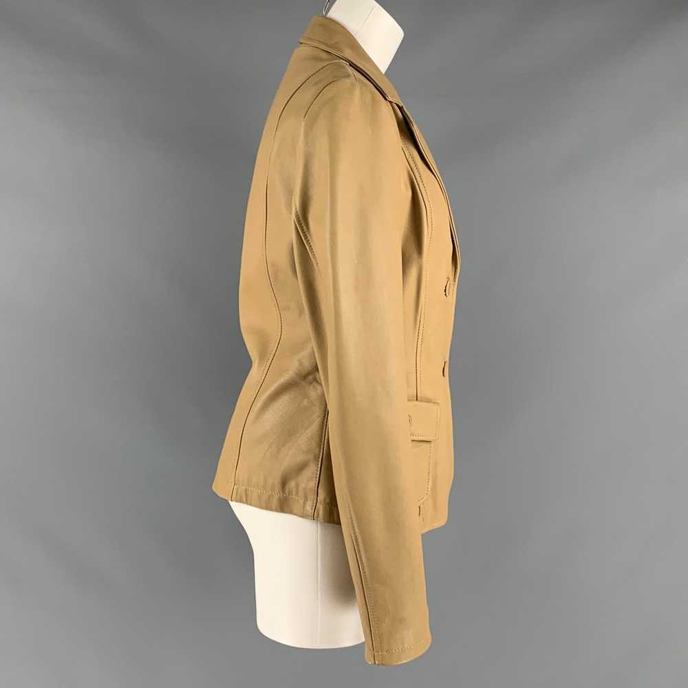 Other Khaki Leather Notch Lapel Jacket - image 2