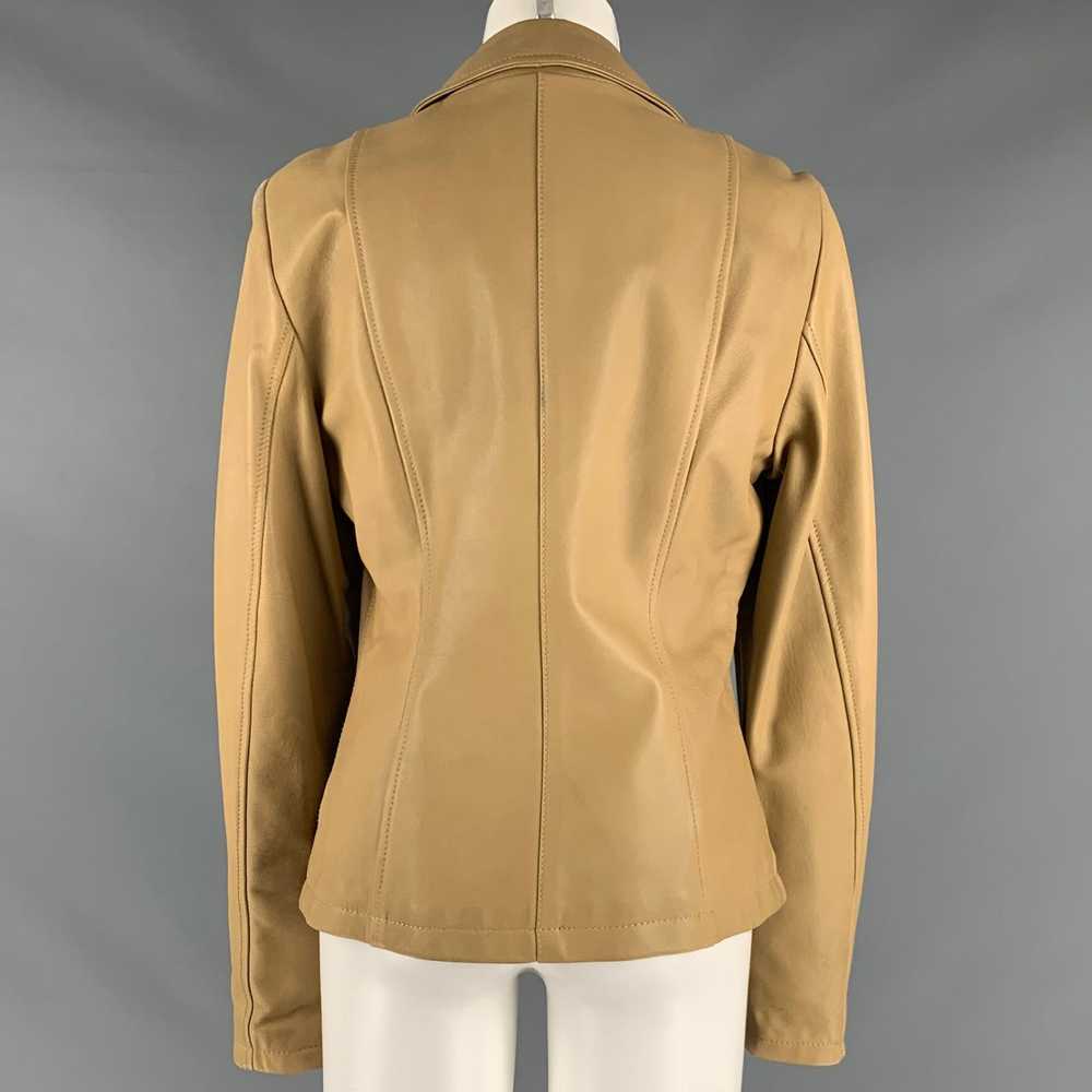 Other Khaki Leather Notch Lapel Jacket - image 3