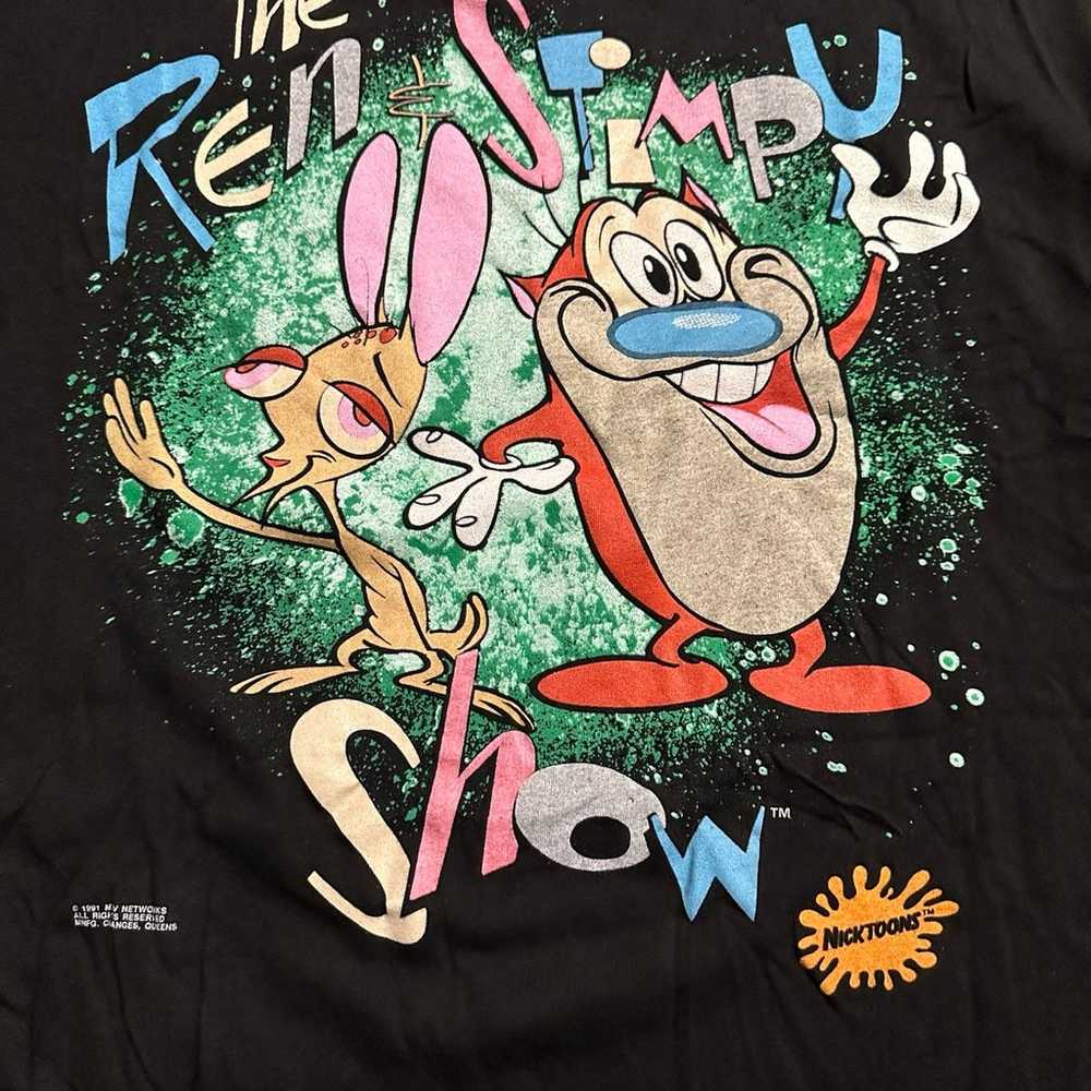 Vintage 1991 The Ren And Stimpy Show MTV T-Shirt … - image 3