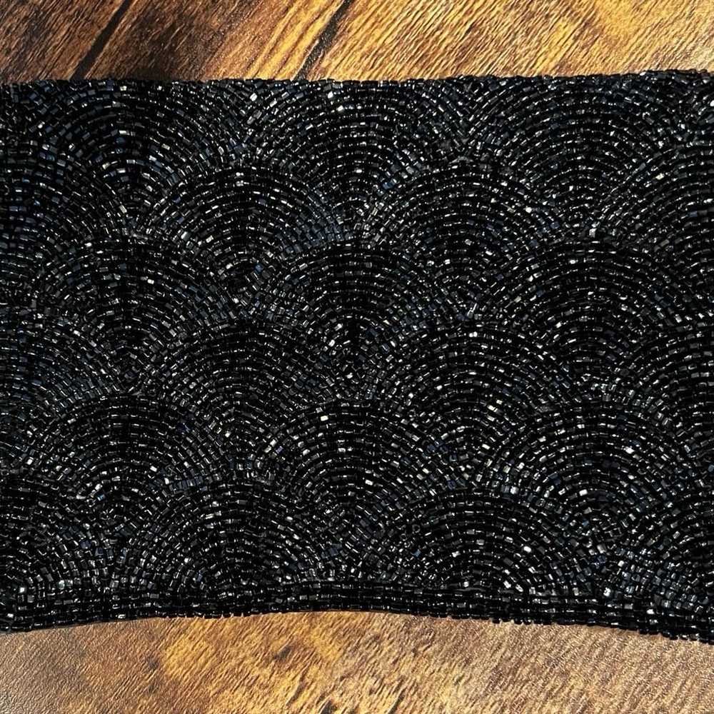 VINTAGE: ladies black beaded clutch handbag. - image 1