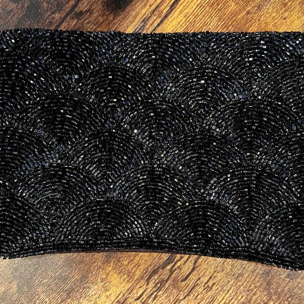 VINTAGE: ladies black beaded clutch handbag. - image 3