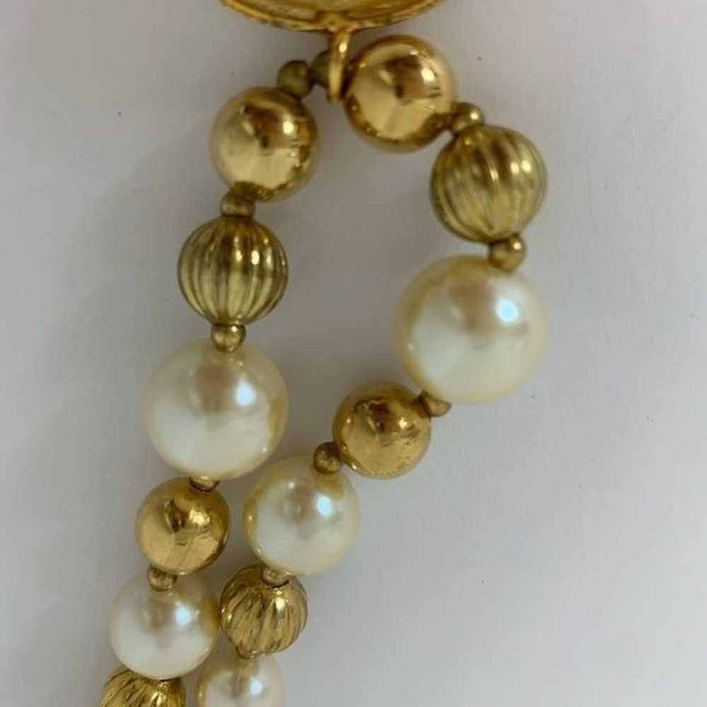 Vintage Pearl imitation Chunky Pendant Necklace - image 4