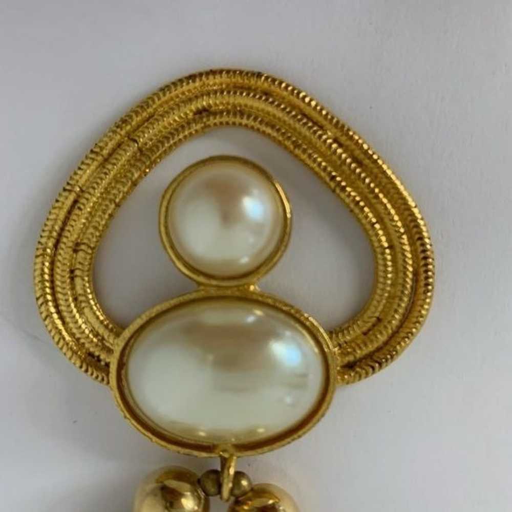 Vintage Pearl imitation Chunky Pendant Necklace - image 6