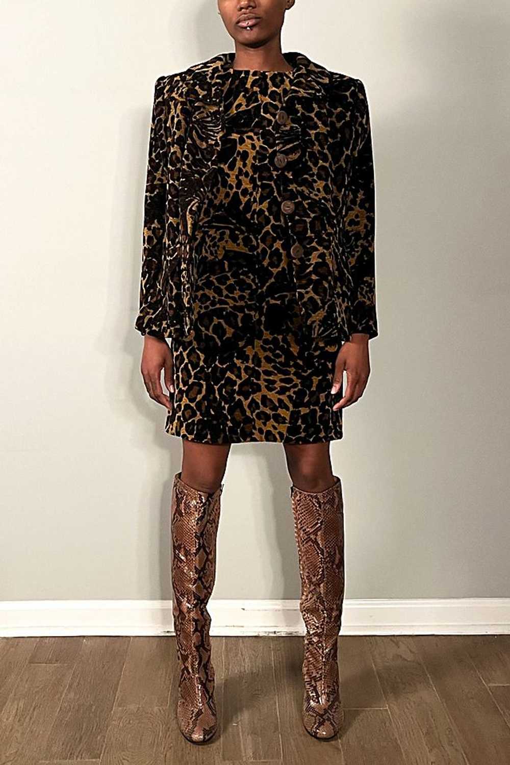 Yves Saint Laurent Animal Print Chenille Dress Se… - image 2