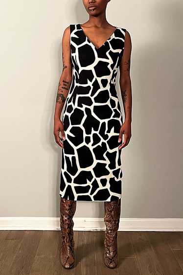 John Galliano Giraffe Print Viscose Dress Selected