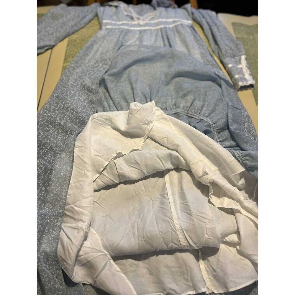 Vtg Gunne Sax Blue Prairie Dress Long Sleeve Maxi… - image 11